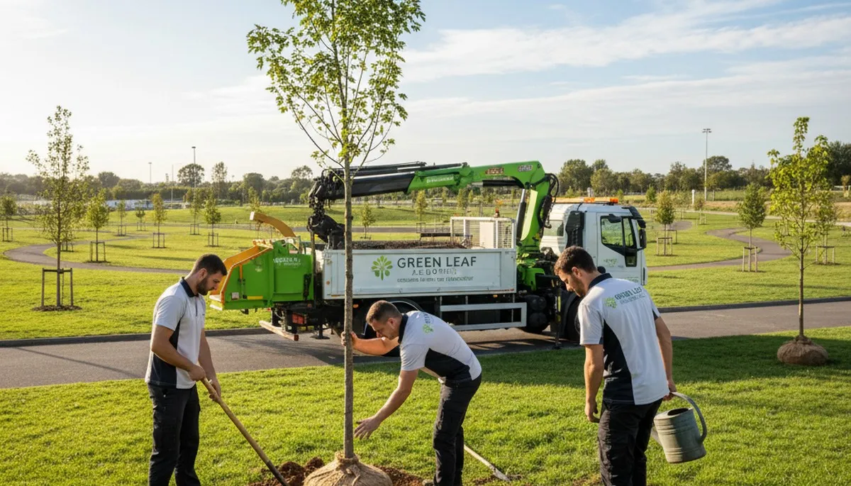 Arborists planting native trees in St Louis, MO for professional tree planting services